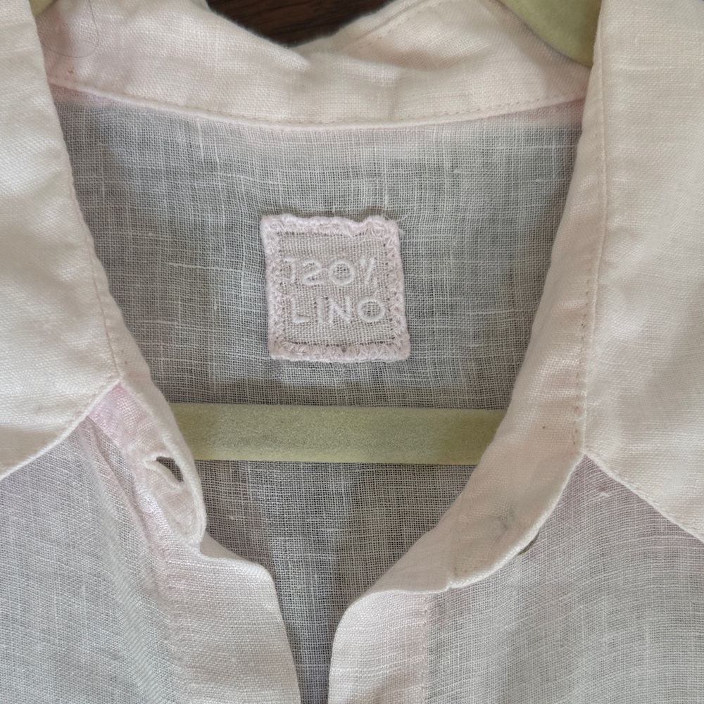 120% LINO Light Pale Pink Sleeveless Tie-Front Linen Top 42 Small, worn once - Picture 2 of 5